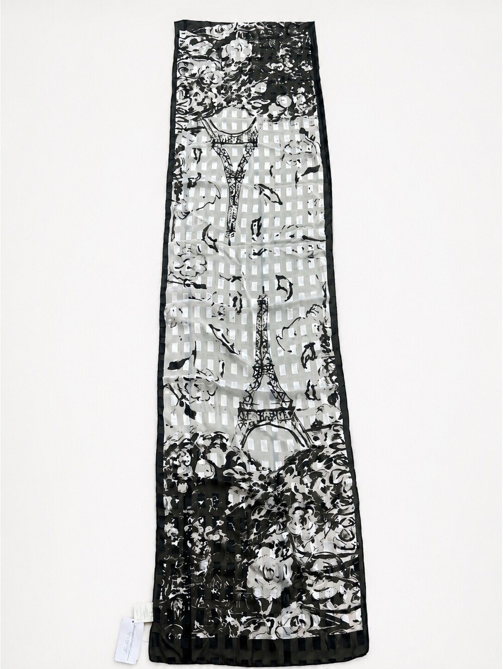 New Christopher & Banks Women’s Black & White Gold Paris Scarf 57X13
